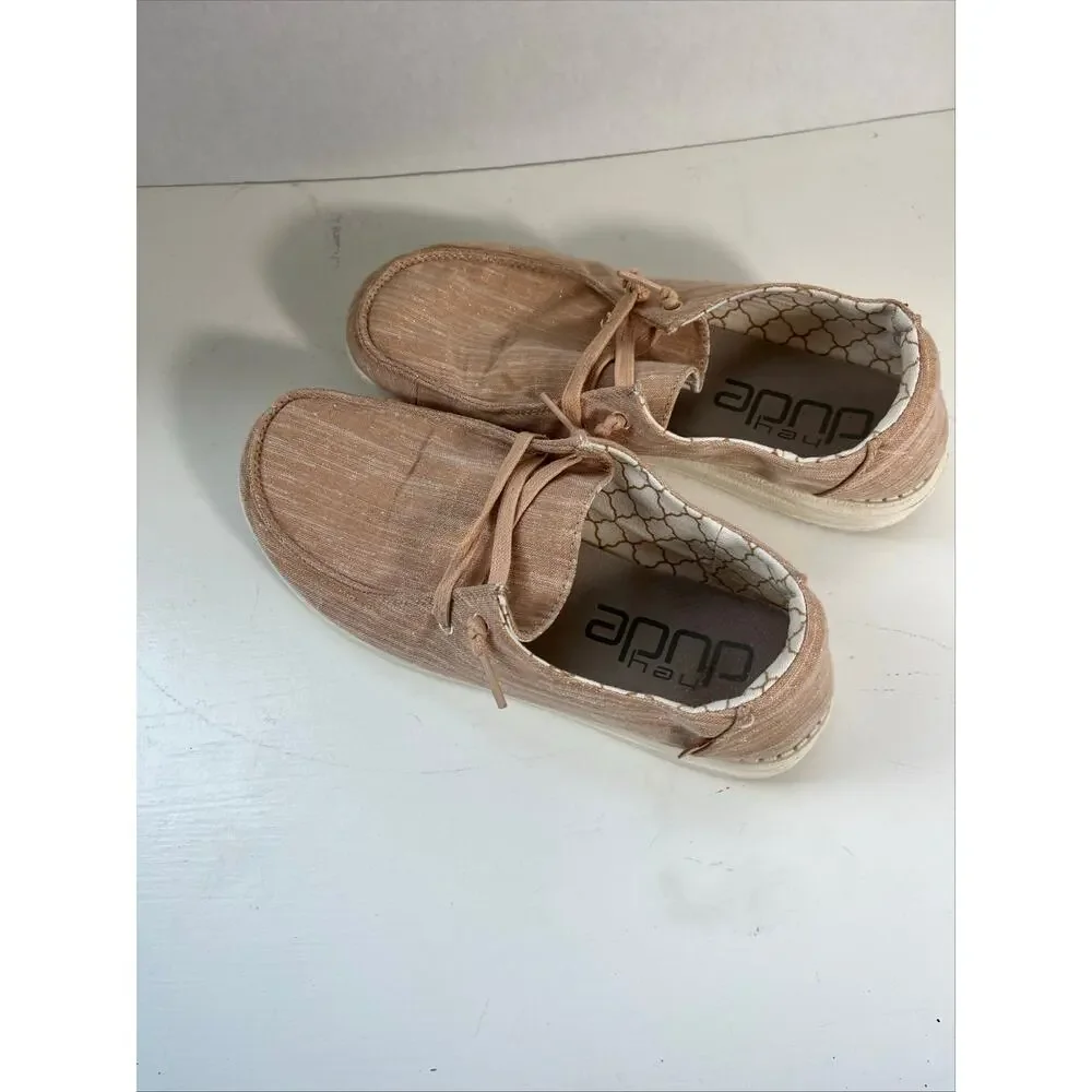 Hey Dude women's Wendy size 9 sparkling rose gold slip on comfort